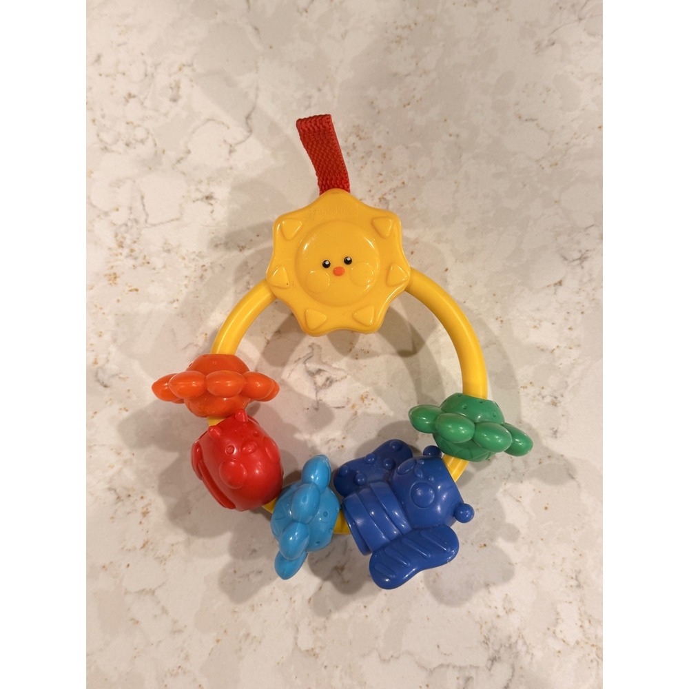 Fisher Price Baby Rattle Sun Butterfly Flower Bird Colorful Sensory Stroller Toy